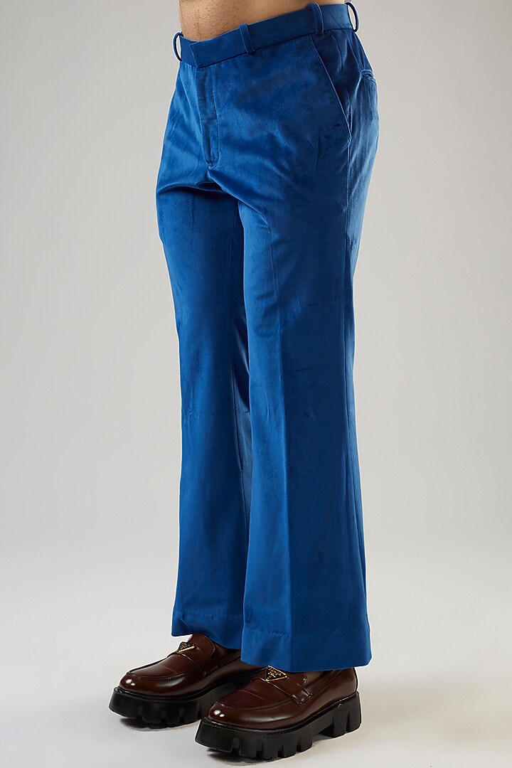Blue Italian Velour Tuxedo Set by UMANG MEHTA at Pernia's Pop Up Shop