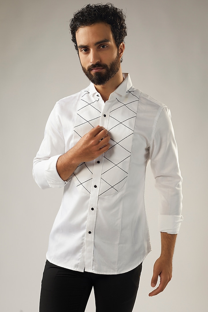 White Cotton Shirt by UMANG MEHTA at Pernia's Pop Up Shop