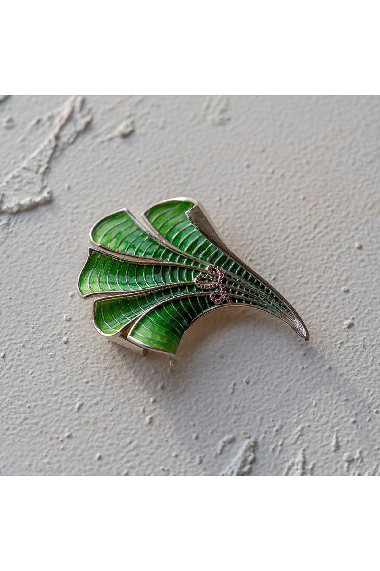 White Gold Plated Enameled Brooch In Recycled Sterling Silver by Unbent Jewellery