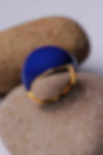 Gold Plated Blue Enameled Ring In Recycled Sterling Silver by Unbent Jewellery