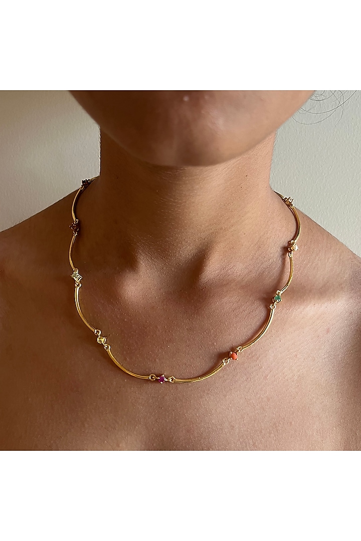 Gold Plated Necklace In Recycled Sterling Silver by Unbent Jewellery