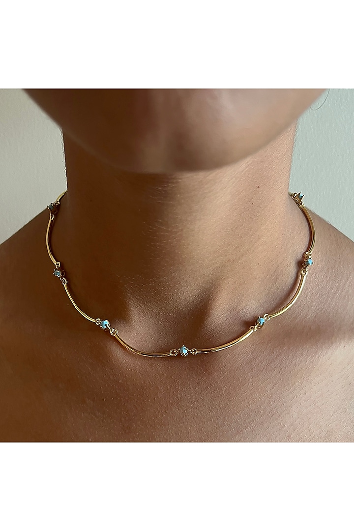 Gold Plated Turquoise Necklace In Recycled Sterling Silver by Unbent Jewellery