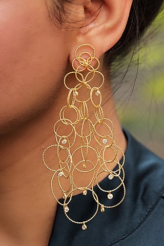 Gold Plated Dangler Earrings In Recycled Sterling Silver by Unbent Jewellery