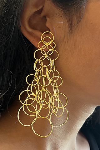 Gold Plated Dangler Earrings In Recycled Sterling Silver by Unbent Jewellery