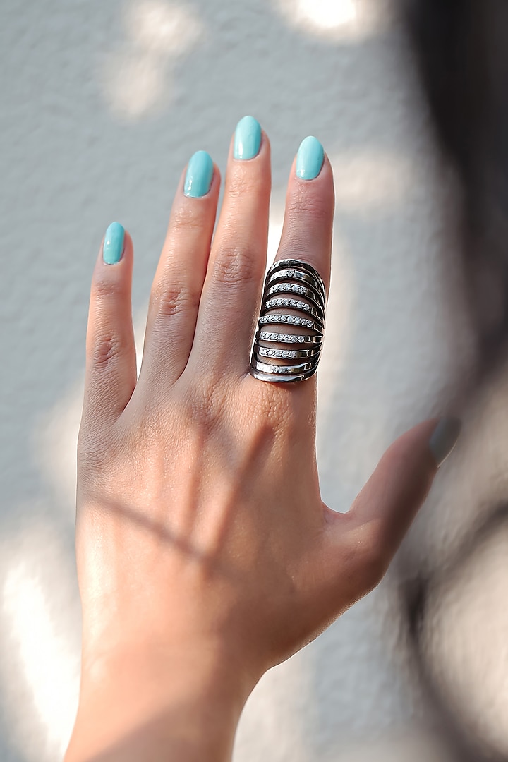 Ruthenium Finish Ring In Recycled Sterling Silver by Unbent Jewellery