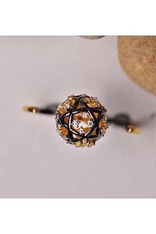 Gold Plated & Ruthenium Finish Ring In Recycled Sterling Silver by Unbent Jewellery
