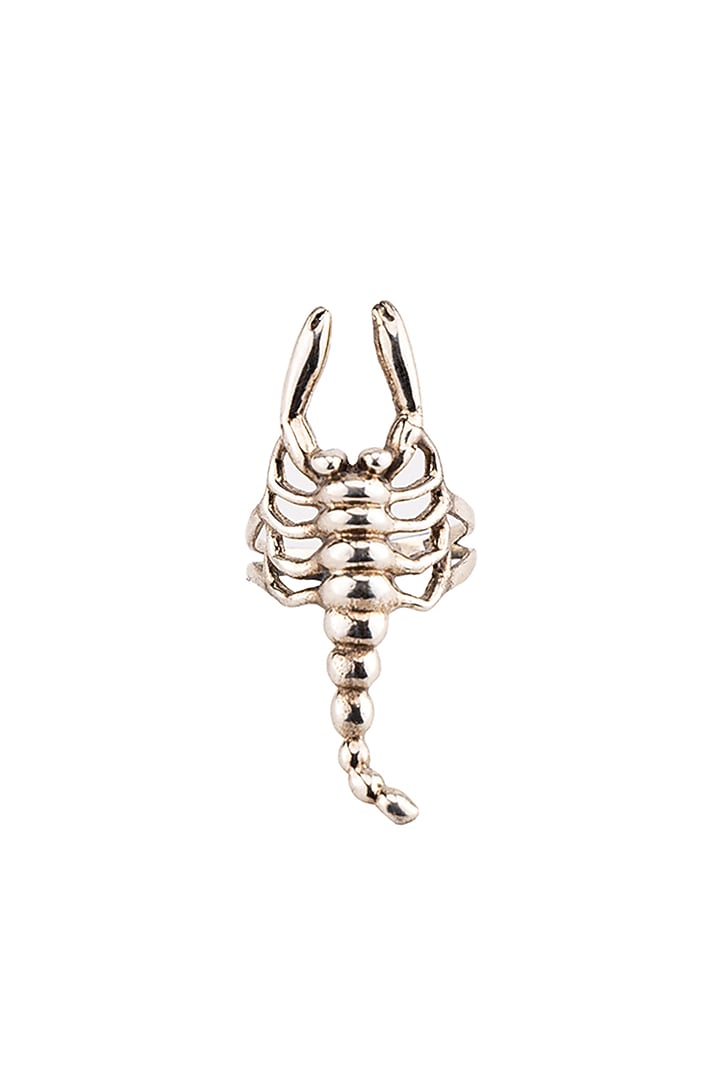 White Finish Scorpion Ring In Sterling Silver by Unbent Jewellery at Pernia's Pop Up Shop