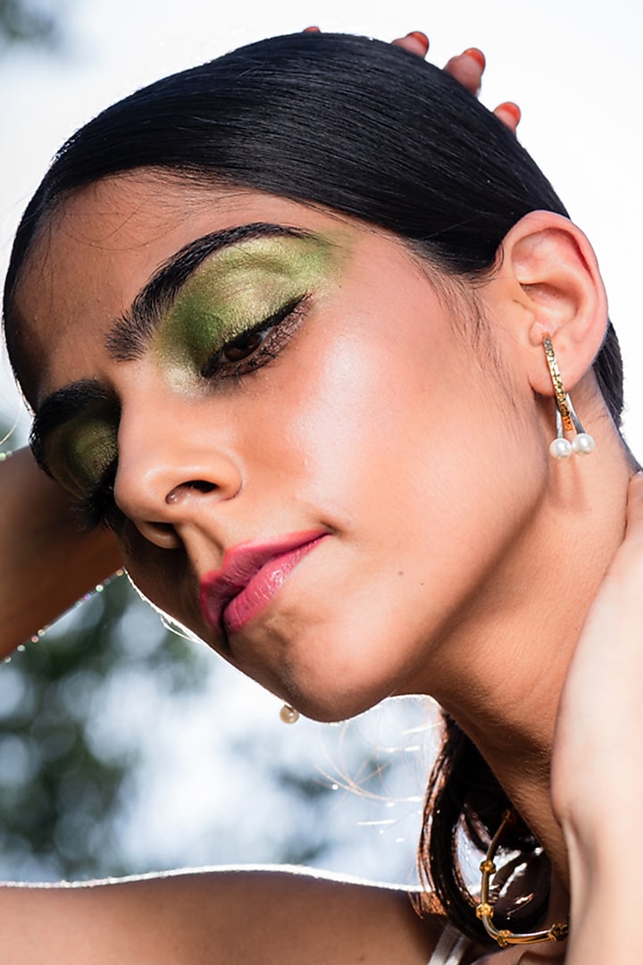 Gold & Ruthenium Plated Pearl Earrings In Sterling Silver by Unbent Jewellery at Pernia's Pop Up Shop