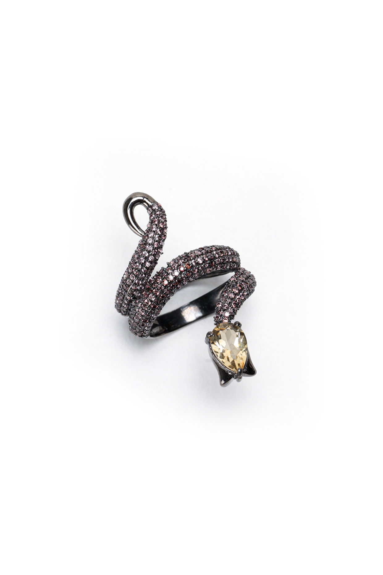 Ruthenium Finish Citrine Ring In Sterling Silver by Unbent Jewellery