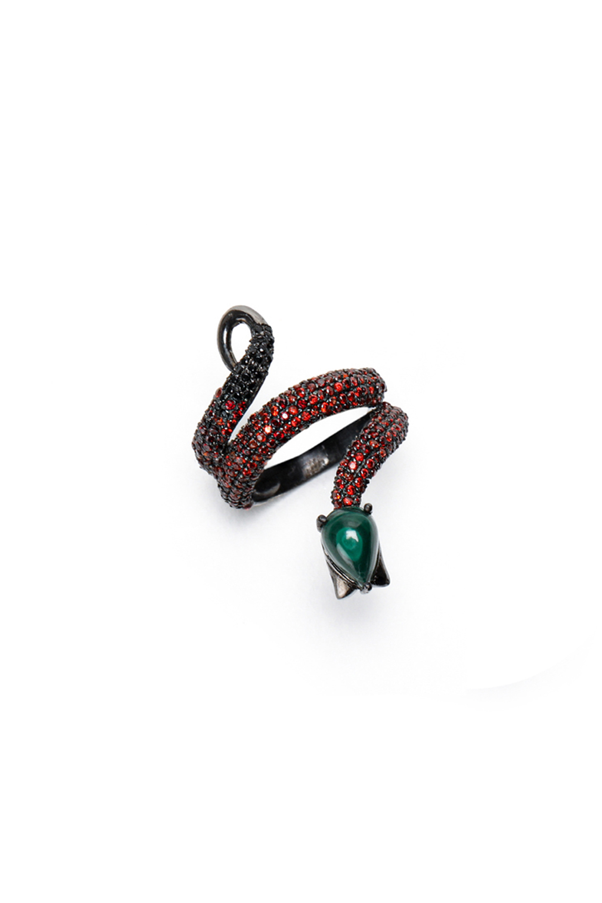 Ruthenium Finish Black Onyx Ring In Sterling Silver by Unbent Jewellery
