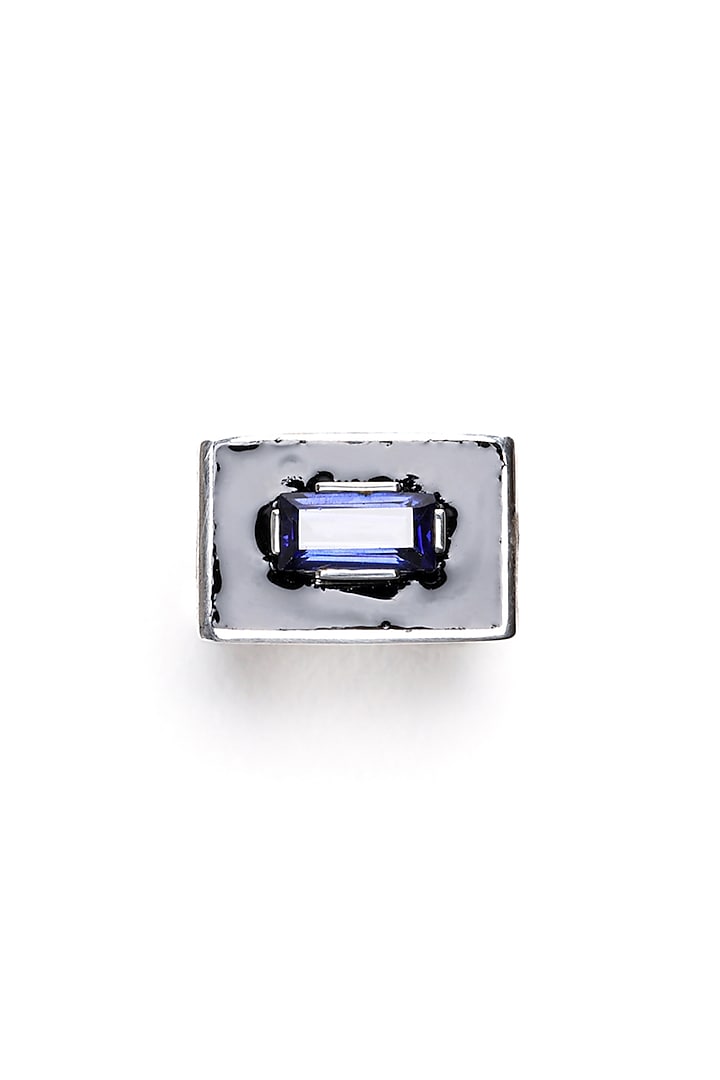 White Gold Plated Tanzanite Hydro Quartz Ring In Sterling Silver by Unbent Jewellery