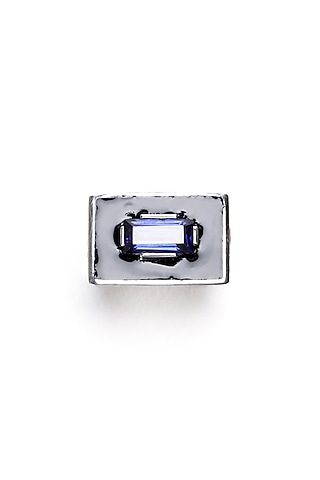 White Gold Plated Tanzanite Hydro Quartz Ring In Sterling Silver by Unbent Jewellery