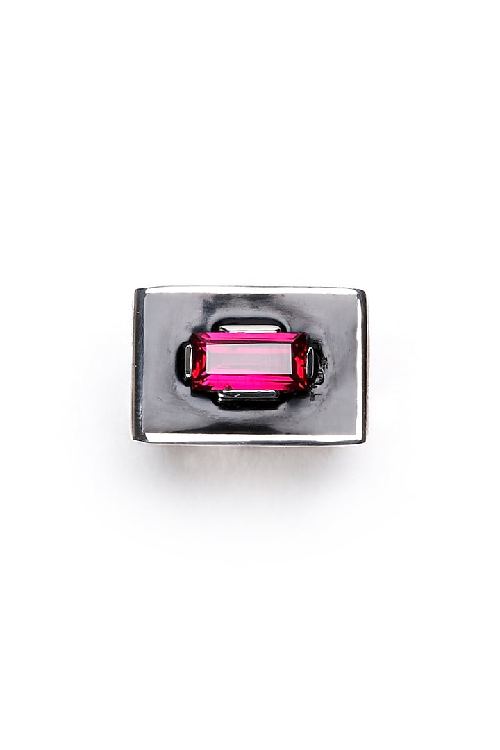 White Gold Plated Ruby Corundum Ring In Sterling Silver by Unbent Jewellery