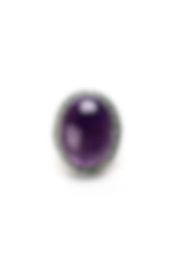 White Gold Plated Natural Amethyst Ring In Sterling Silver by Unbent Jewellery