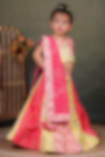 Multi-Colored Cotton Silk Embroidered Lehenga Set For Girls by UNIQ RIYO CREATION at Pernia's Pop Up Shop