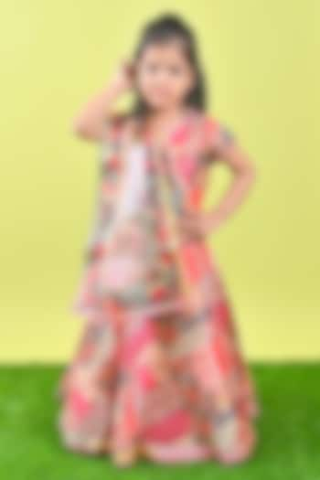 Multi-Colored Organza & Silk Printed Lehenga Set For Girls by UNIQ RIYO CREATION at Pernia's Pop Up Shop