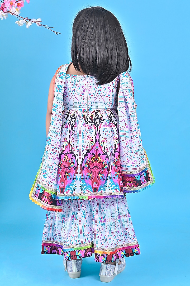 Multi-Colored Cotton Printed Sharara Set For Girls by UNIQ RIYO CREATION at Pernia's Pop Up Shop