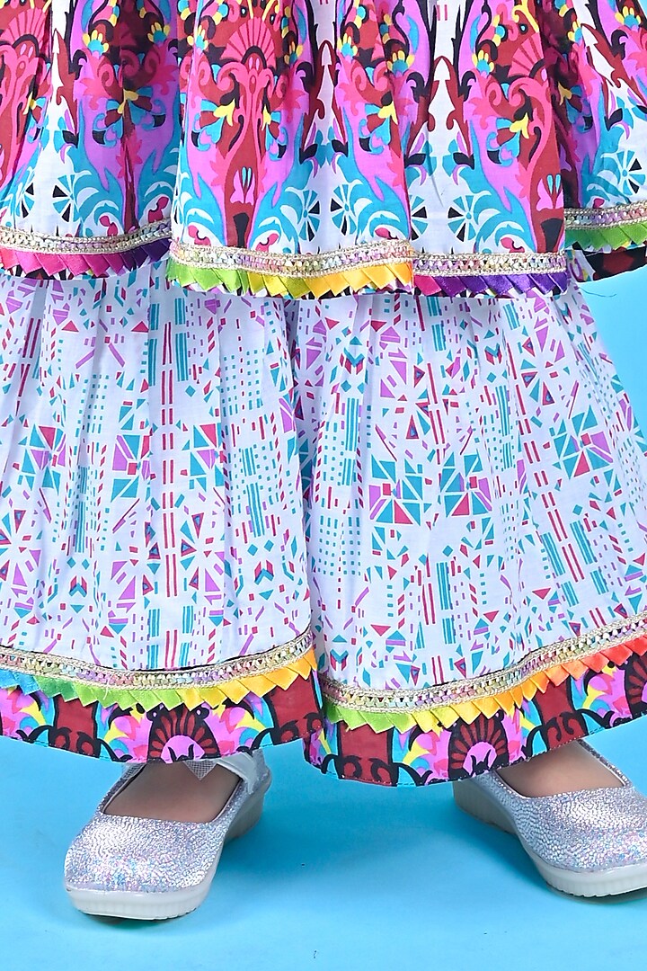 Multi-Colored Cotton Printed Sharara Set For Girls by UNIQ RIYO CREATION at Pernia's Pop Up Shop