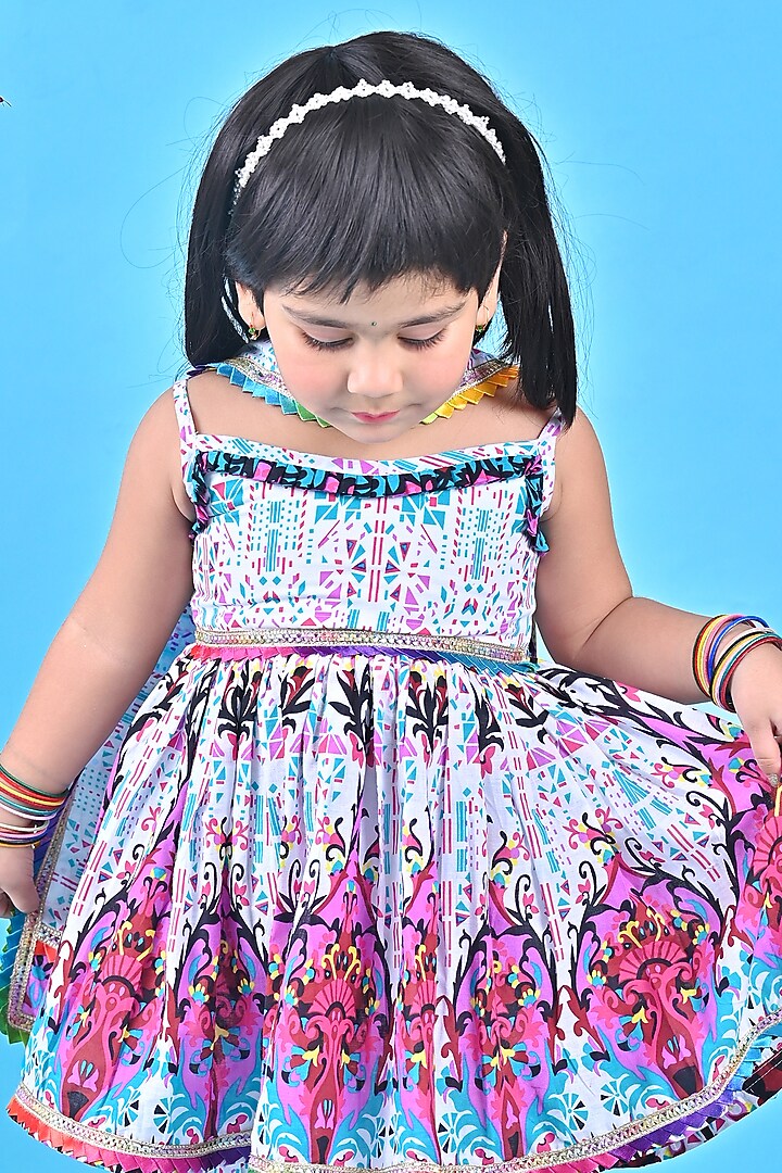 Multi-Colored Cotton Printed Sharara Set For Girls by UNIQ RIYO CREATION at Pernia's Pop Up Shop