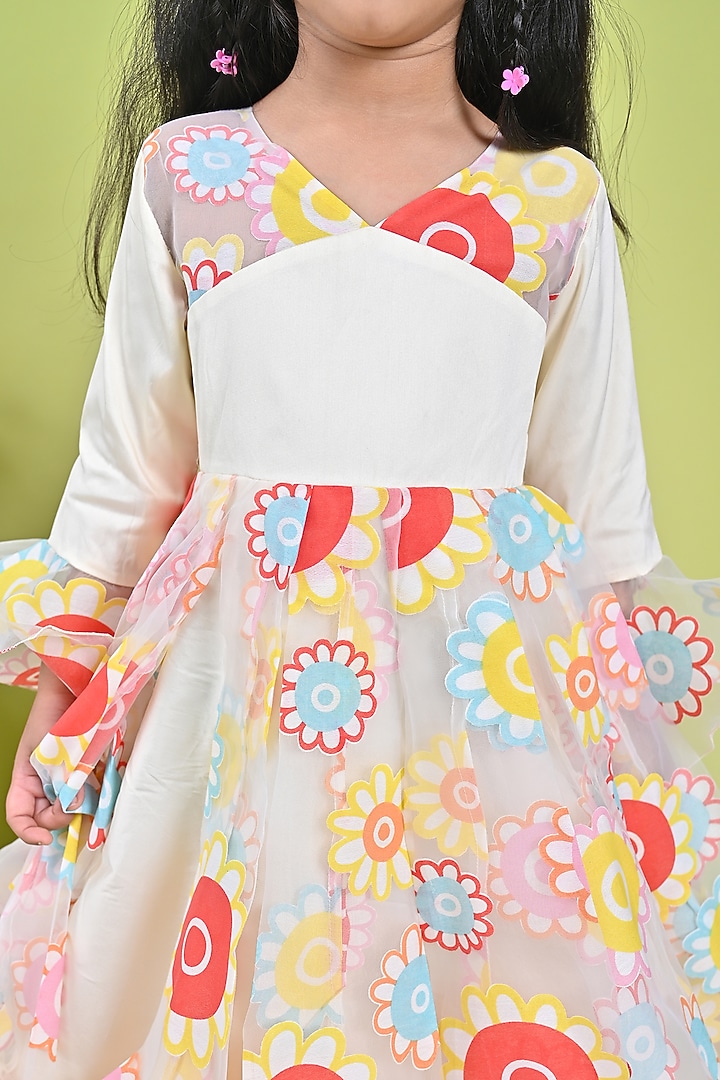 Multi-Colored Organza Printed Dress For Girls by UNIQ RIYO CREATION at Pernia's Pop Up Shop
