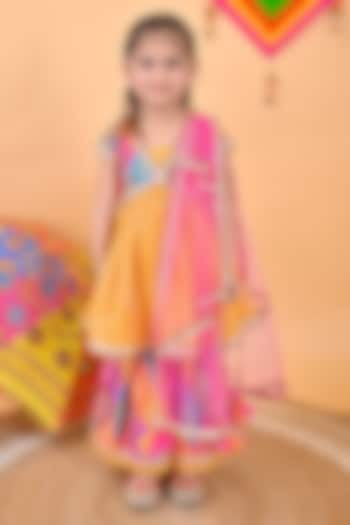 Multi-Colored Georgette & Net Printed Sharara Set For Girls by UNIQ RIYO CREATION at Pernia's Pop Up Shop