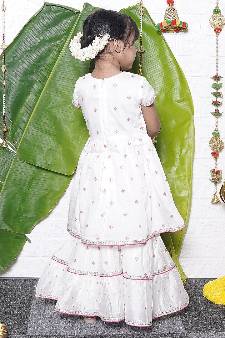 Off-White Chanderi Sharara Set For Girls by UNIQ RIYO CREATION at Pernia's Pop Up Shop