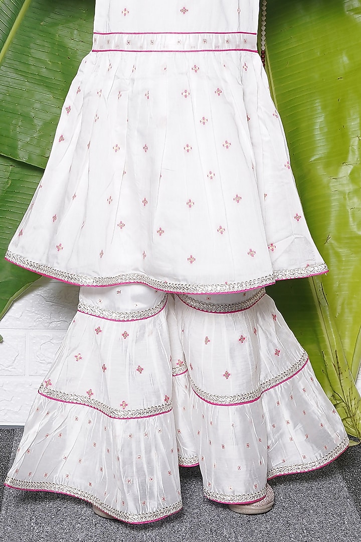Off-White Chanderi Sharara Set For Girls by UNIQ RIYO CREATION at Pernia's Pop Up Shop