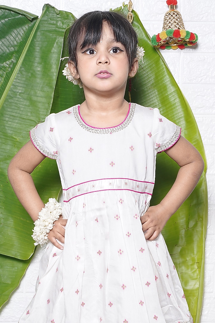 Off-White Chanderi Sharara Set For Girls by UNIQ RIYO CREATION at Pernia's Pop Up Shop