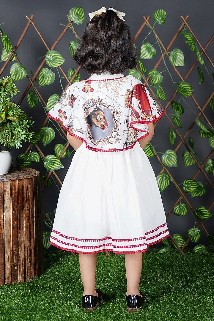 White Cotton Printed Dress For Girls by UNIQ RIYO CREATION at Pernia's Pop Up Shop
