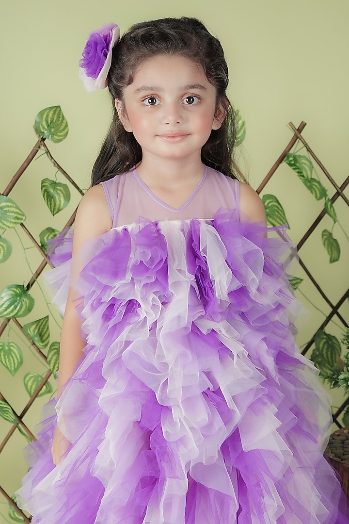 Purple Net Gown For Girls by UNIQ RIYO CREATION at Pernia's Pop Up Shop