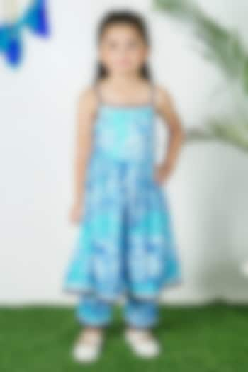 Blue Cotton Printed Kurta Set For Girls by UNIQ RIYO CREATION at Pernia's Pop Up Shop