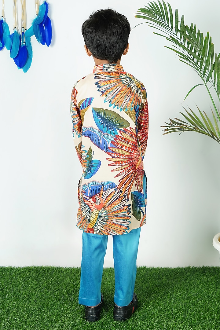 Multi-Colored Cotton Kurta Set For Boys by UNIQ RIYO CREATION at Pernia's Pop Up Shop