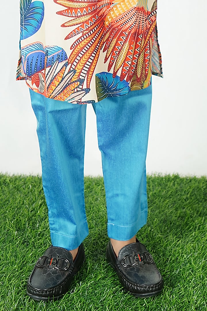 Multi-Colored Cotton Kurta Set For Boys by UNIQ RIYO CREATION at Pernia's Pop Up Shop