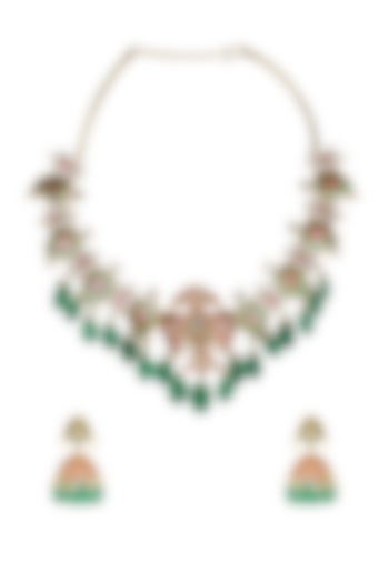 Gold Finish Kundan Necklace Set by Unniyarcha at Pernia's Pop Up Shop