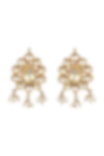 Gold Finish Jadau Stud Earrings by Unniyarcha