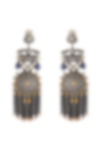Silver & Gold Finish Glass Stones Earrings by Unniyarcha