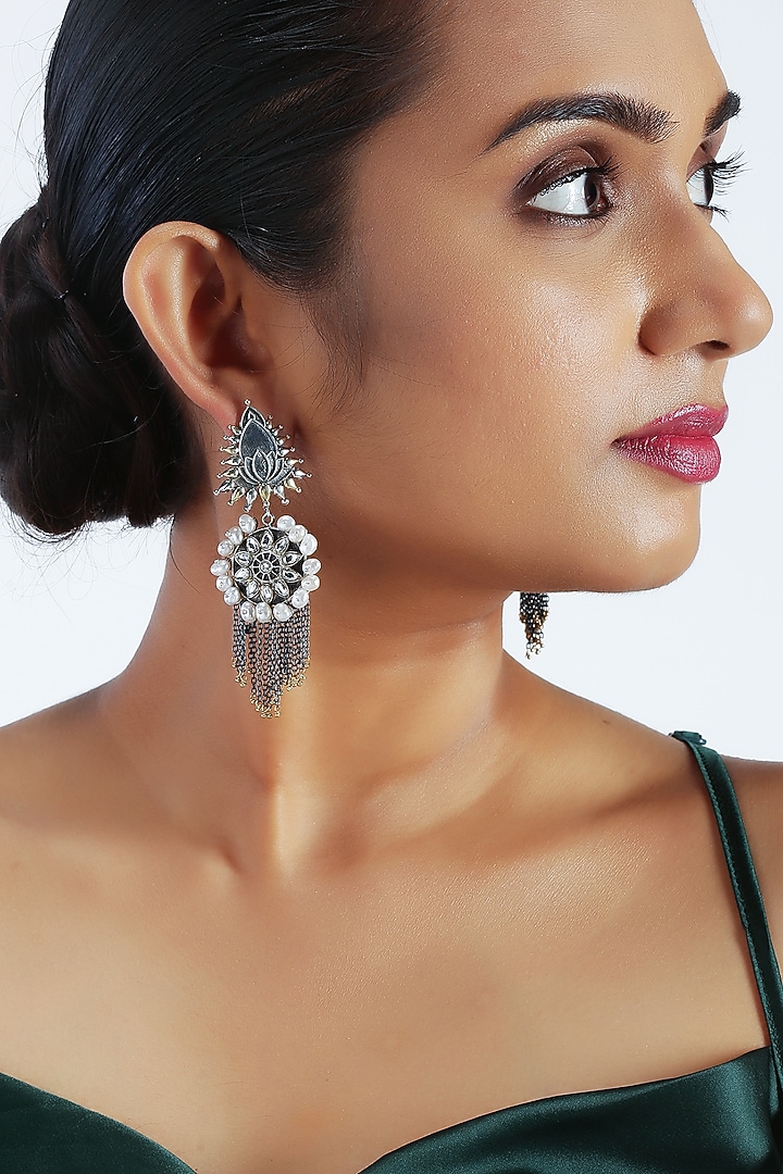 Gold & Silver Finish Pearls Earrings by Unniyarcha at Pernia's Pop Up Shop