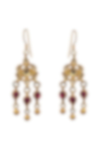 Gold Finish Beads Earrings by Unniyarcha