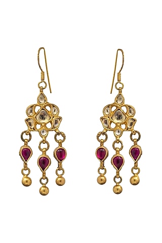 Gold Finish Beads Earrings by Unniyarcha