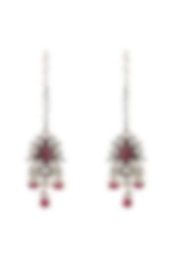 Silver Finish Pearls Earrings by Unniyarcha