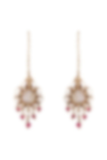 Gold Finish Pearls Dangler Earrings by Unniyarcha