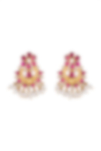 Gold Plated Pearls & Glass Earrings by Unniyarcha