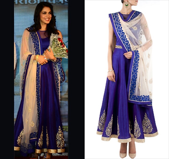 Blue net yoke anarkali available only at Pernia's Pop-Up Shop.