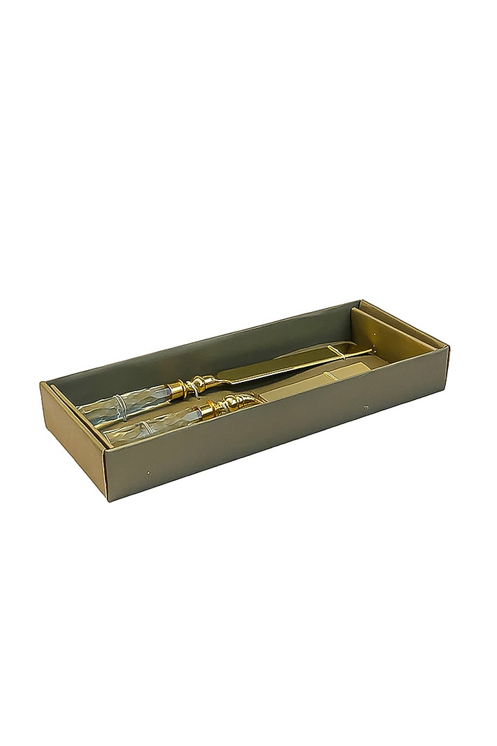 Gold Glam Metal Dessert Knife Set by IZZHAAR at Pernia's Pop Up Shop