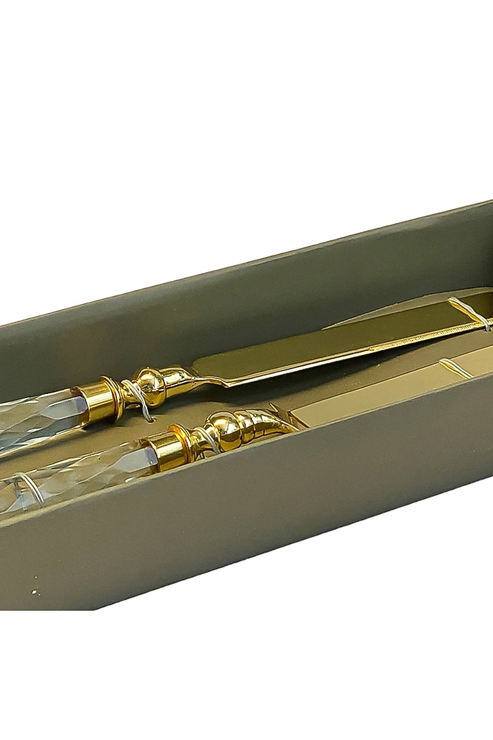 Gold Glam Metal Dessert Knife Set by IZZHAAR at Pernia's Pop Up Shop