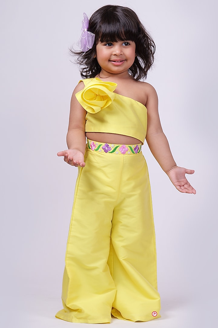 Yellow Silk Co-Ord Set For Girls by PiccoRicco at Pernia's Pop Up Shop