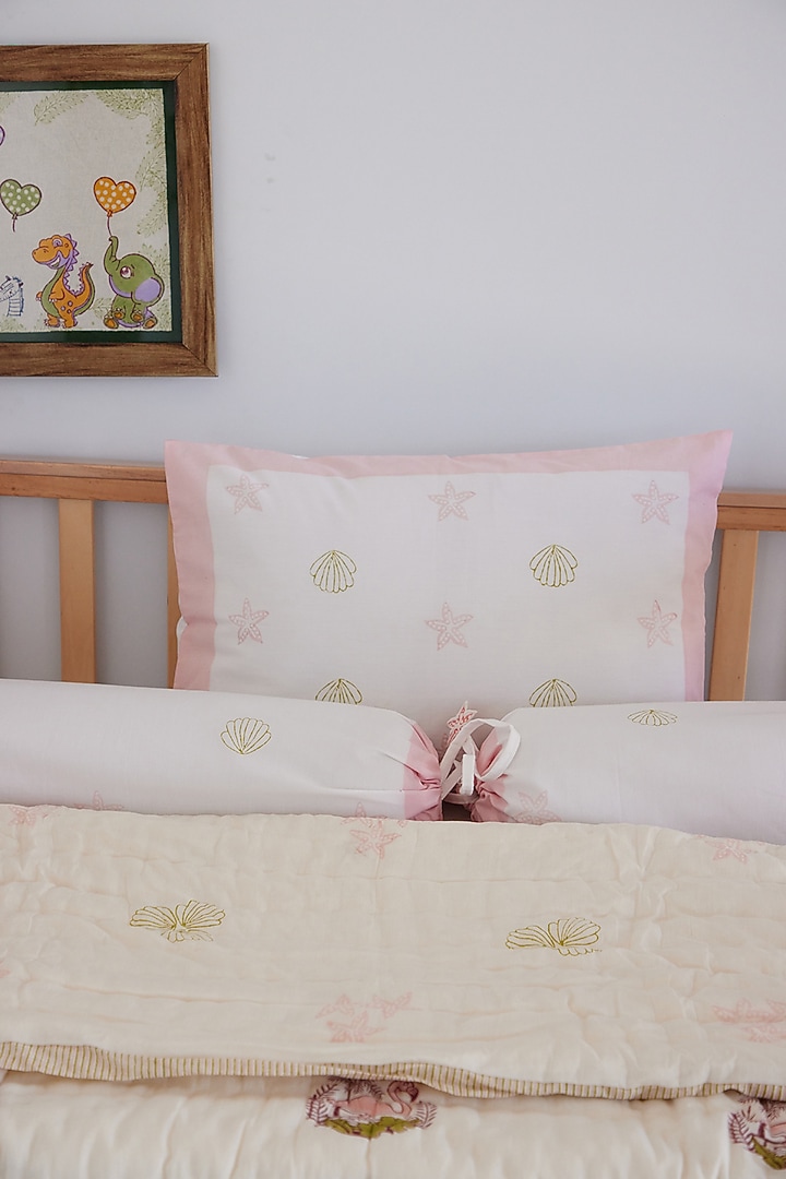 White Muslin Pure Cotton Turtle Hand Block Printed Baby Quilt by Adya Kids at Pernia's Pop Up Shop