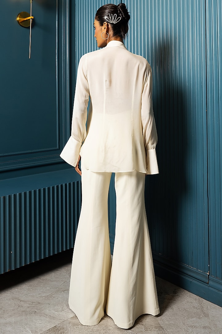 Ivory Georgette Pant Set by Charu & Vasundhara at Pernia's Pop Up Shop