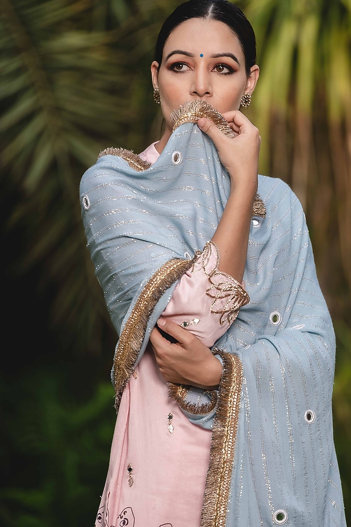 Pink Embellished & Printed Party Wear Sharara Set by Upasana Gupta at Pernia's Pop Up Shop