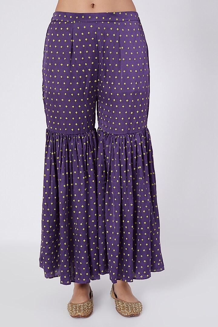 Purple Embroidered & Printed Tunic Set by Upasana Gupta at Pernia's Pop Up Shop